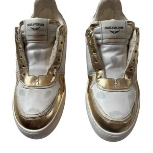 Zadig & Voltaire Flash Low-Top Wings Sneakers Nebula Gold White